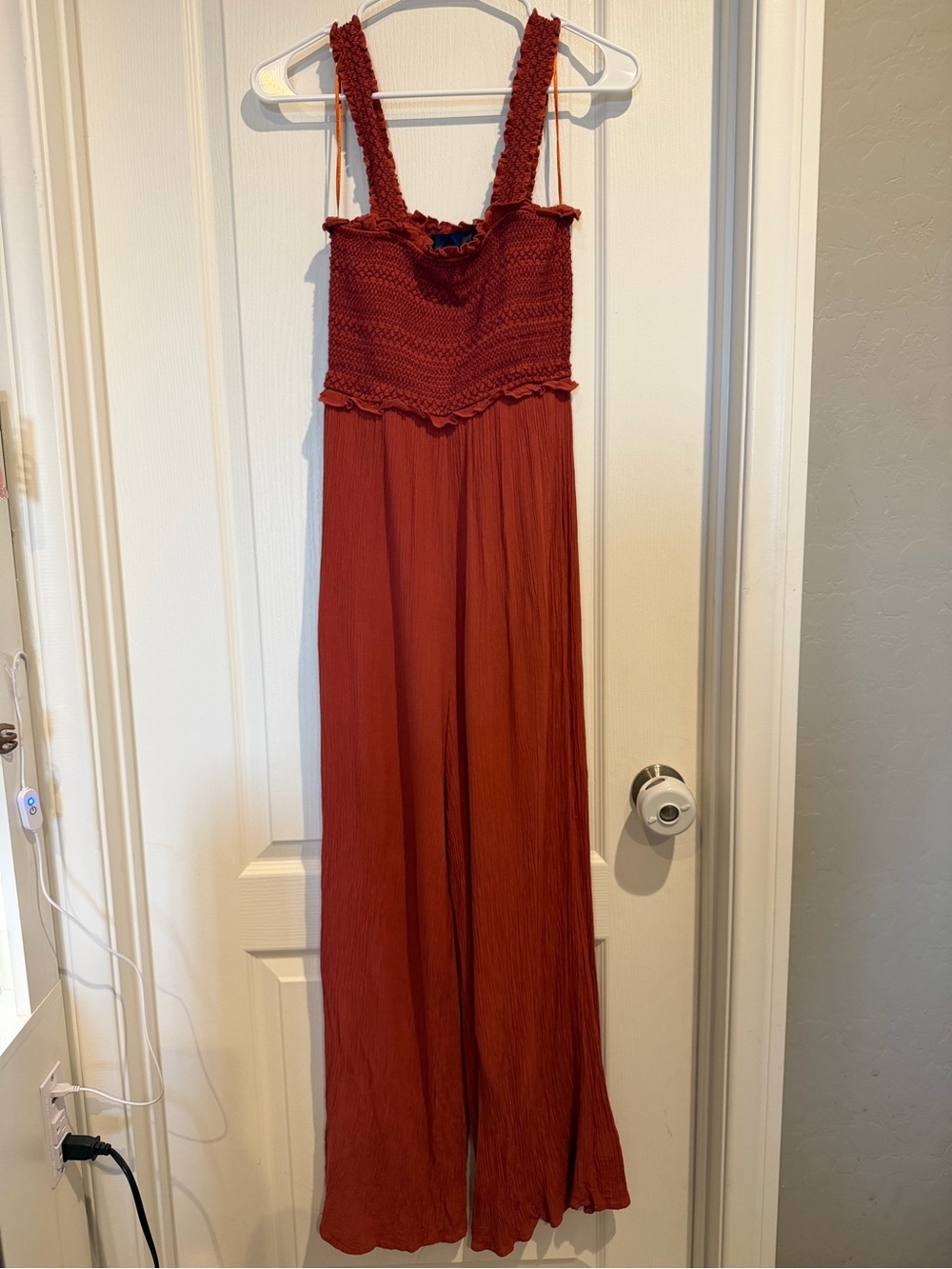 Blue Rain Rust Smocked Wide-Leg Jumpsuit - Picture 2 of 7